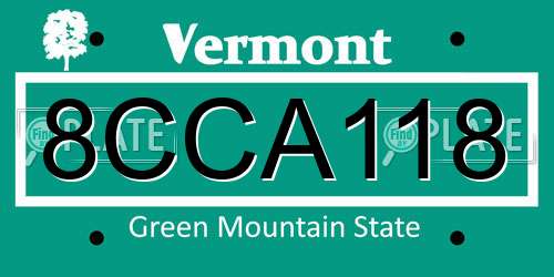 8CCA118 Vermont License Plate