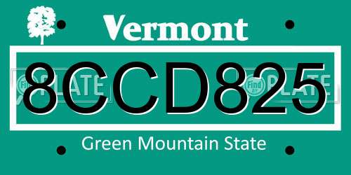 8CCD825 Vermont License Plate