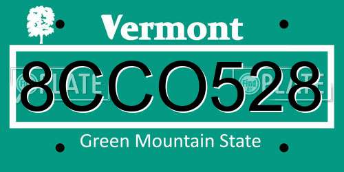8CCO528 Vermont License Plate