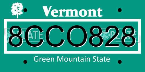 8CCO828 Vermont License Plate
