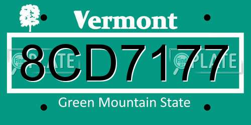 8CD7177 Vermont License Plate
