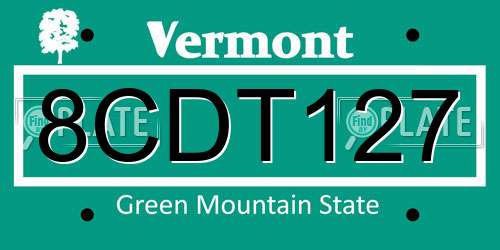8CDT127 Vermont License Plate