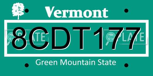 8CDT177 Vermont License Plate