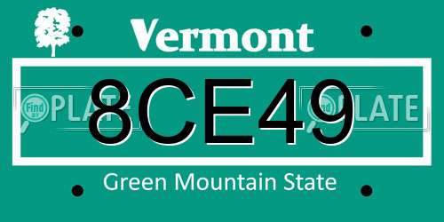 8CE49 Vermont License Plate