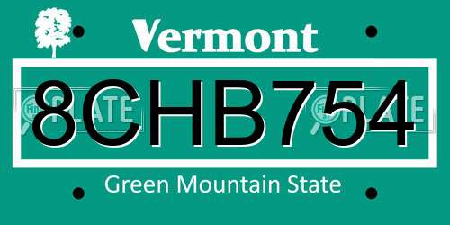 8CHB754 Vermont License Plate