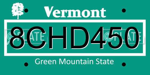 8CHD450 Vermont License Plate