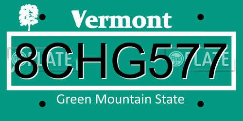 8CHG577 Vermont License Plate