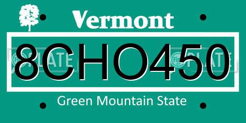 8CHO450 Vermont License Plate