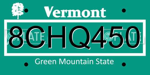 8CHQ450 Vermont License Plate