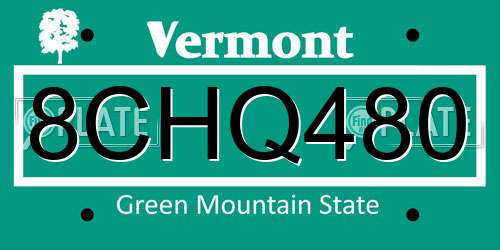 8CHQ480 Vermont License Plate
