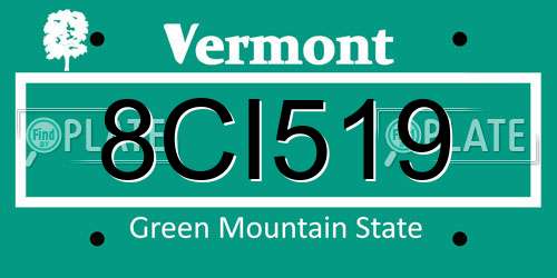 8CI519 Vermont License Plate