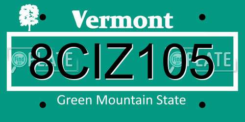 8CIZ105 Vermont License Plate
