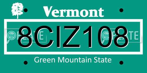 8CIZ108 Vermont License Plate