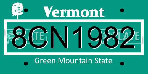 8CN1982 Vermont License Plate