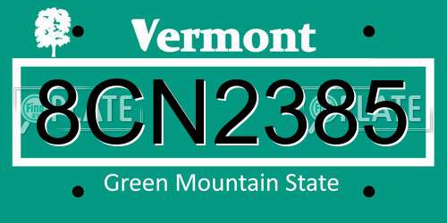 8CN2385 Vermont License Plate