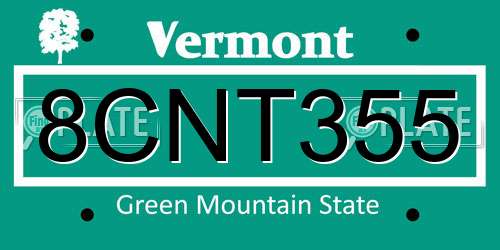 8CNT355 Vermont License Plate