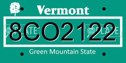 8CO2122 Vermont License Plate