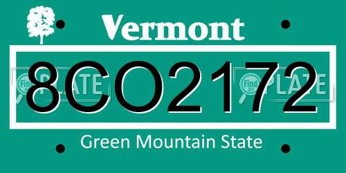 8CO2172 Vermont License Plate