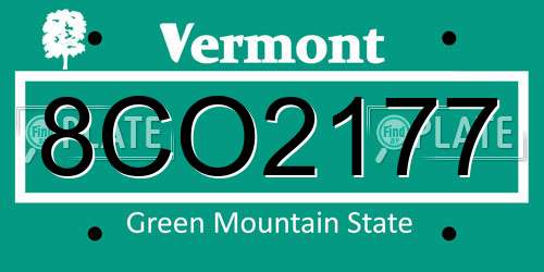 8CO2177 Vermont License Plate