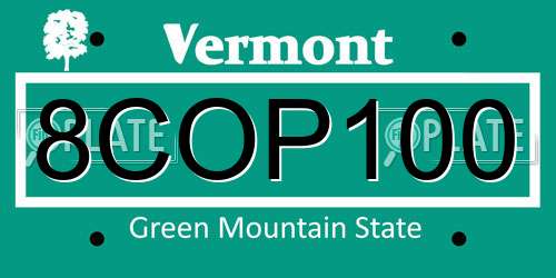 8COP100 Vermont License Plate