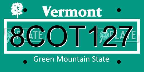 8COT127 Vermont License Plate