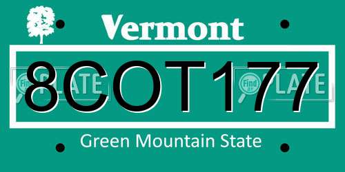 8COT177 Vermont License Plate