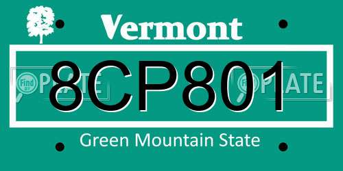 8CP801 Vermont License Plate