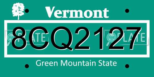 8CQ2127 Vermont License Plate