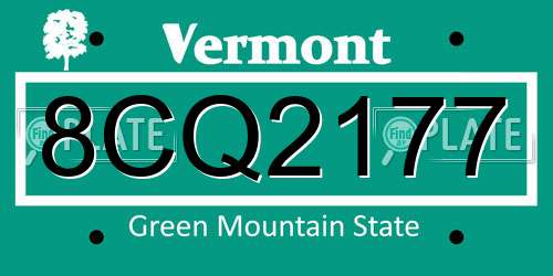 8CQ2177 Vermont License Plate