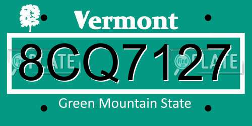 8CQ7127 Vermont License Plate