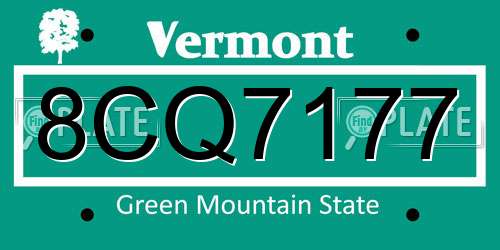 8CQ7177 Vermont License Plate
