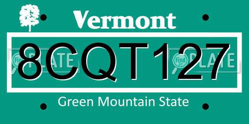 8CQT127 Vermont License Plate