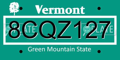 8CQZ127 Vermont License Plate