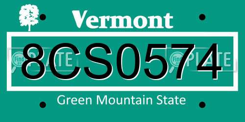 8CS0574 Vermont License Plate