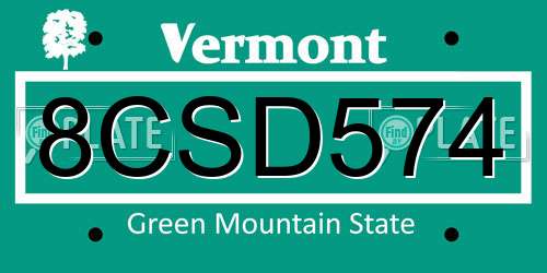 8CSD574 Vermont License Plate