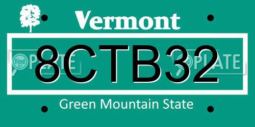 8CTB32 Vermont License Plate