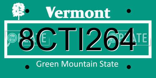 8CTI264 Vermont License Plate
