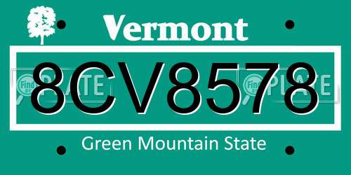 8CV8578 Vermont License Plate