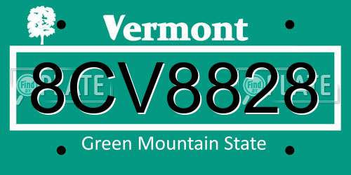 8CV8828 Vermont License Plate