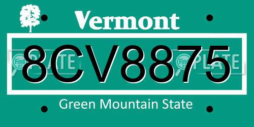 8CV8875 Vermont License Plate