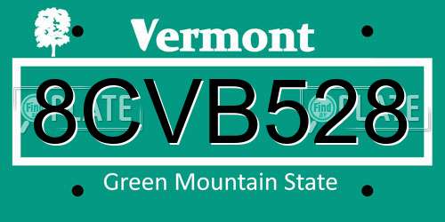 8CVB528 Vermont License Plate