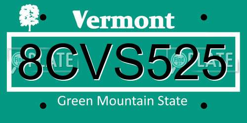 8CVS525 Vermont License Plate