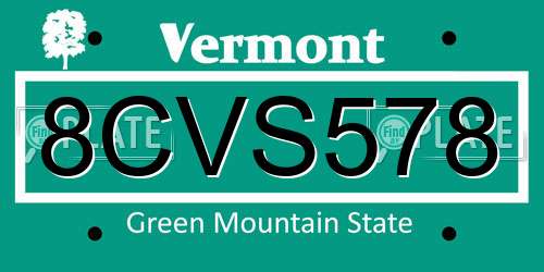 8CVS578 Vermont License Plate