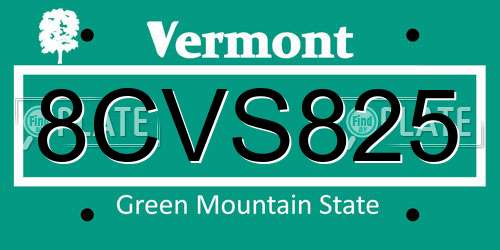 8CVS825 Vermont License Plate