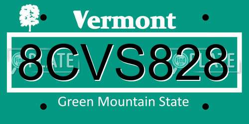 8CVS828 Vermont License Plate