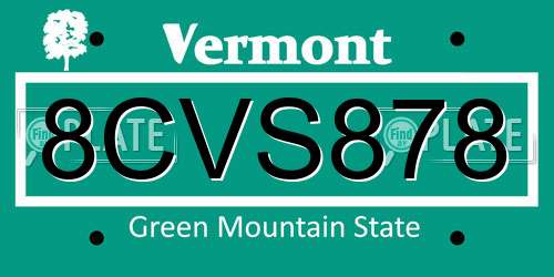 8CVS878 Vermont License Plate