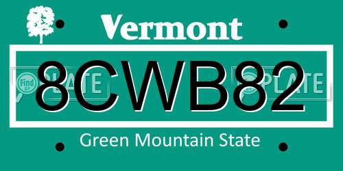 8CWB82 Vermont License Plate
