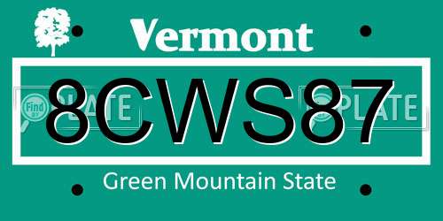 8CWS87 Vermont License Plate
