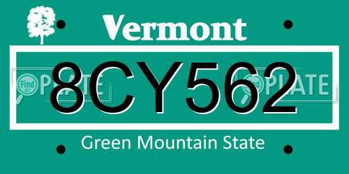 8CY562 Vermont License Plate