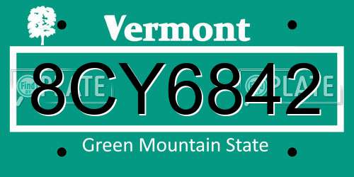 8CY6842 Vermont License Plate